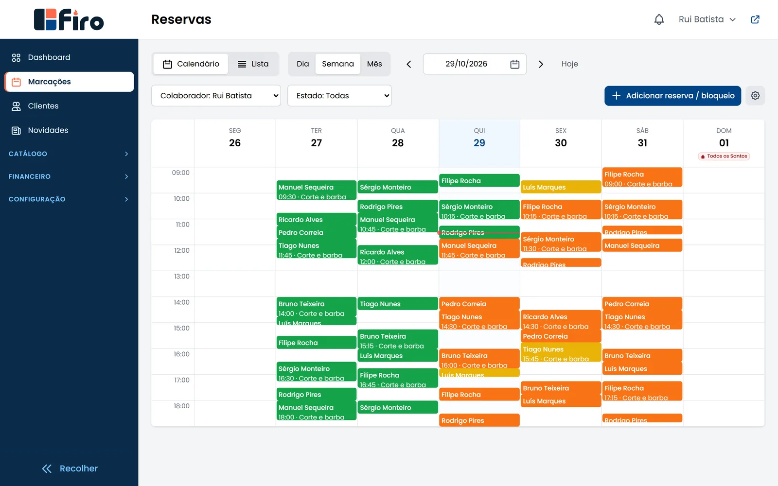 Agenda da semana da Barbearia Tejo
