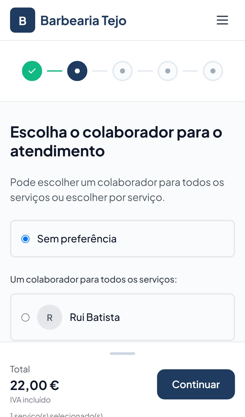 O cliente escolhe o barbeiro