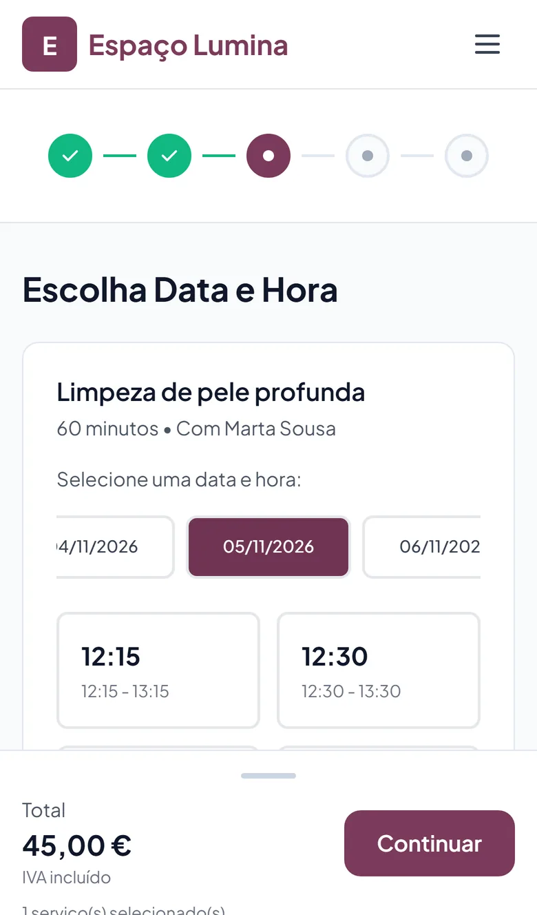Escolha do dia e da hora