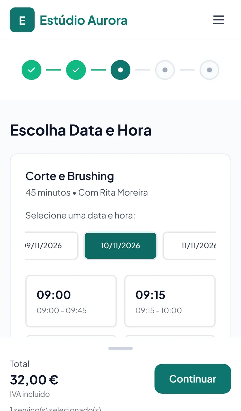 Escolha do dia e da hora