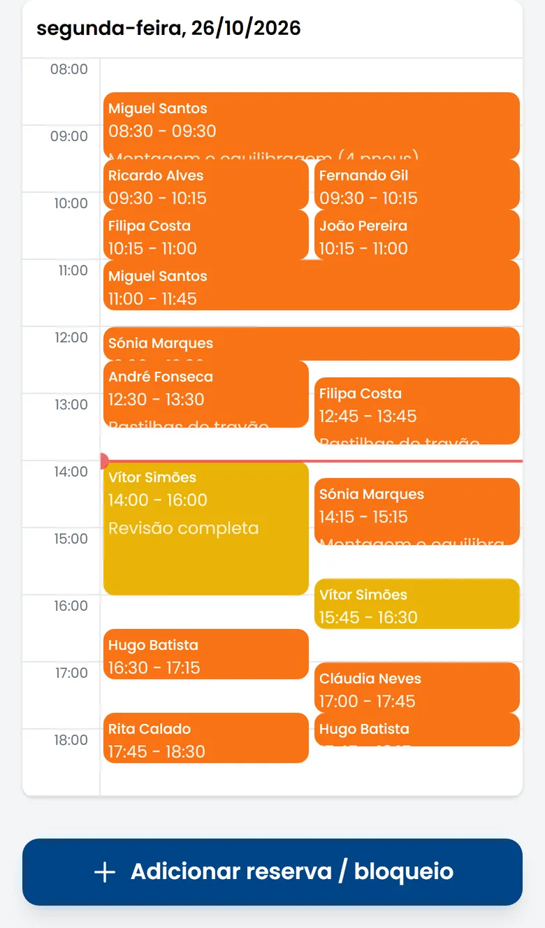 Agenda do dia da Auto Ribeiro, no telemóvel