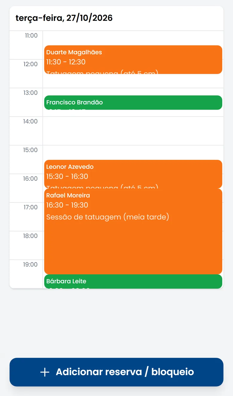Agenda do dia da Tinta Viva, no telemóvel
