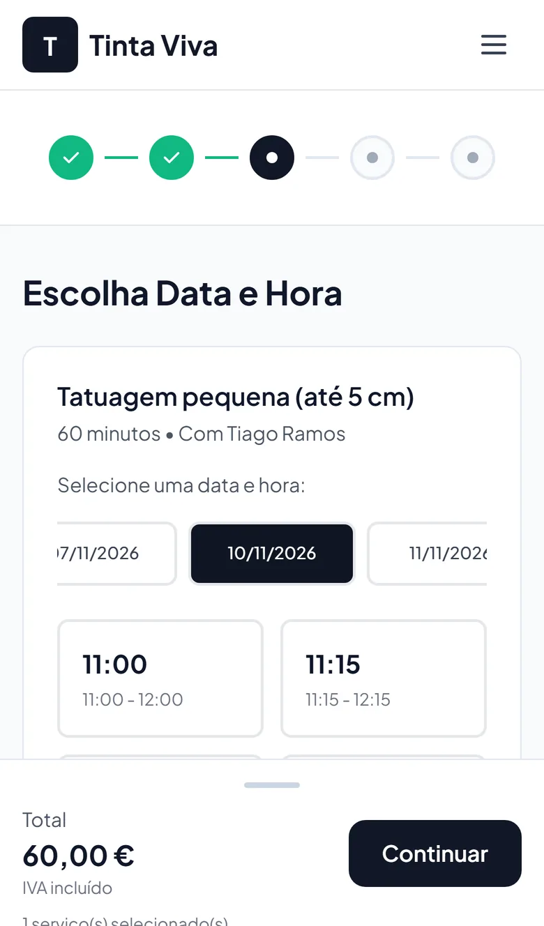 Escolha do dia e da hora